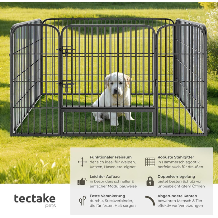 Тектейк вольєр для цуценят, 60 см, 8 грат, чорний - 402502