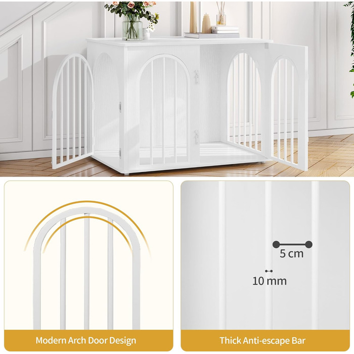 Сучасна переносна собача будка-стіл Hzuaneri DFC85101B, 80x56x61 см, 3 двері, для дому