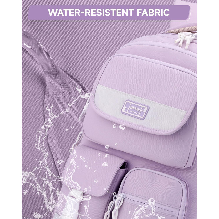 Рюкзак для підлітка, шкільний рюкзак для дівчинки з багатьма відділеннями, для учнів 3-5 класів, середньої та старшої школи, нейлоновий рюкзак для подорожей та відпочинку (фіолетовий)