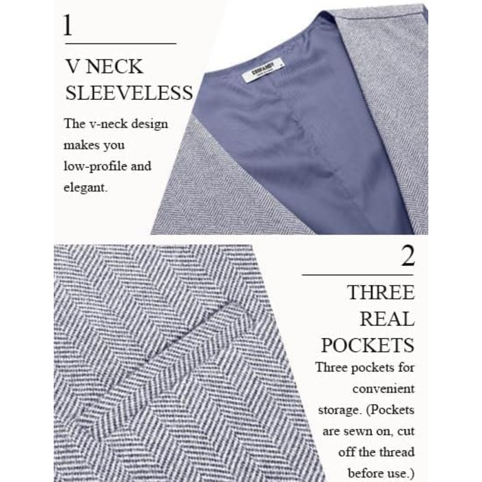 Жилет чоловічий COOFANDY, класичний, для ділового стилю, Regular Fit (Сіро-блакитний, 3XL)