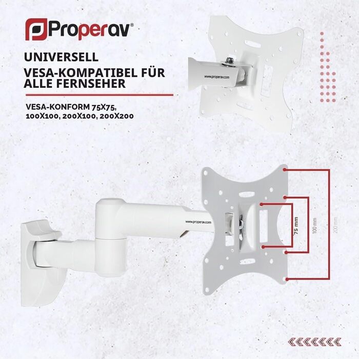 Настінний кронштейн для телевізора ProperAV Tilt & Swivel, поворотний та нахильний, для діагоналей 23-43