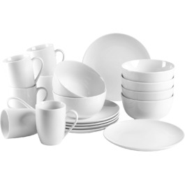 MÄSER 993650 Barca Breakfast Dish Set for 6 People, 18-Piece Set, Porcelain, White Breakfast Set 18-Piece 6 Person
