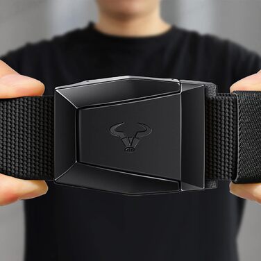 Тактичний ремінь BULLIANT для чоловіків: робочий, військовий, для піших прогулянок, ширина 3.8 см, металева пряжка швидкого кріплення, чорний, регульований, 115 см