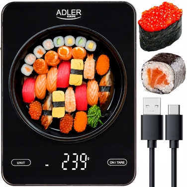 Кухонний ваги ADLER AD3177B, чорні, до 10 кг
