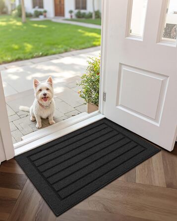 Килимок для дому COLOR&GEOMETRY 44x76 см – чорний, машинного прання, протиковзкий, вбираючий, мінімалістичний дизайн для входу, порогу та коридору