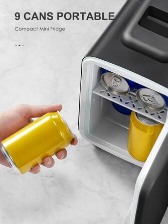Міні-холодильник 6L, портативний, чорний: для косметики, напоїв, їжі. Ідеально для дому, офісу, авто