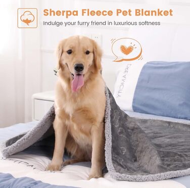 Водонепроникний коврик для собак PETTOM, 145 x 127 см, Sherpa Fleece, захист дивану, сірий