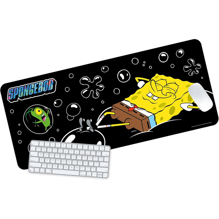 Калька на стіл SpongeBob 70x30 см – Офіційний мерч Nickelodeon, великий ігровий та офісний килимок для миші з неопрену, міцний, нековзкий, з SpongeBob, Патріком та Губкою Боб для фанатів
