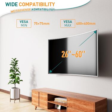 Кріплення для телевізора ELIVED EV007: настінний тримач для LED, LCD, OLED, Plasma телевізорів (26-60 дюймів, до 45 кг, VESA 400x400)