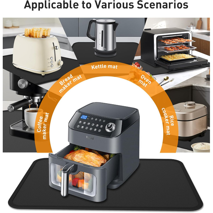 Термостійкий килимок під кавомашину Ankway 40x60 см, чорний, з силікону, антиковзаюча, водонепроникна