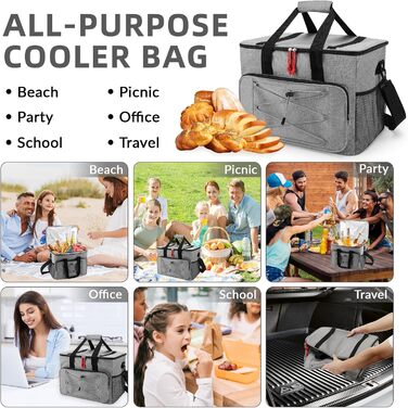 30L Термосумка-холодильник для їжі та напоїв: водонепроникна, складана, з оксфордської тканини