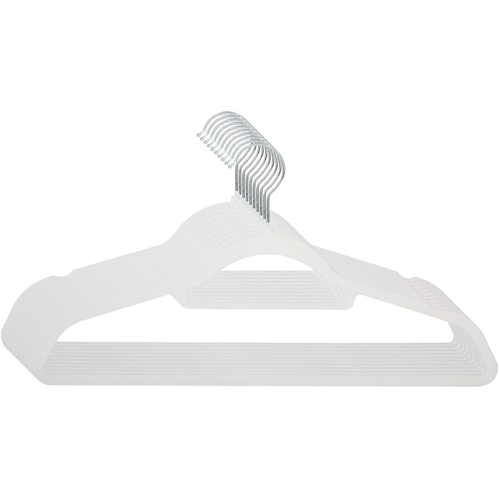 Набір вешалок для одягу SVITA (10 шт.) - вешалки для костюмів, антиковзаючі, з оксамиту, білі