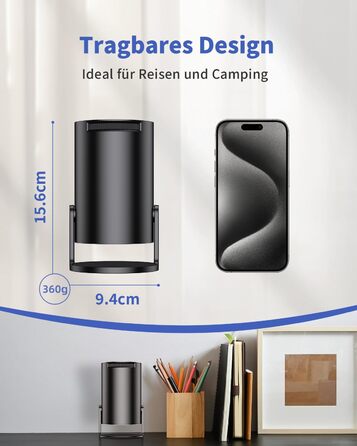 Портативний проєктор Yoton Mini Beamer Wi-Fi6/Bluetooth 5.4 з бездротовою трансляцією екрану (Android/iOS), підтримка 1080P, автоматична корекція трапецеїдальних спотворень, HDMI, Native 720P, білий (чорний)