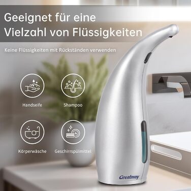 Greatmay Automatic Soap Dispenser - Touchless Electric 300ml Soap Dispenser with Adjustable Settings, IPX6 Waterproof for Bathroom, Kitchen