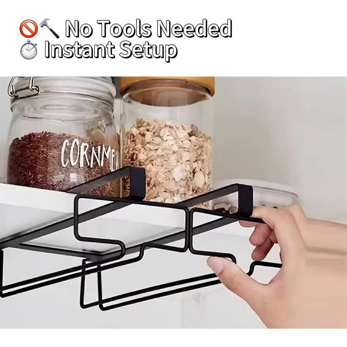 Підвісна тримач для келихів Bitcoraje (2 шт.), стійка для келихів, полиця для келихів без свердління, чорний - для кухні, бару, ресторану