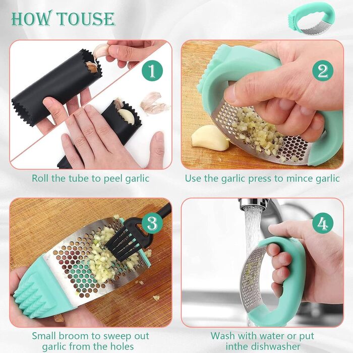 Пресс для часнику та імбиру з важелем, набір з очищувачем для апельсинів, нержавіюча сталь, професійний