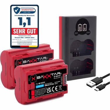 Акумулятор Baxxtar NP-W235 2600 mAh (2 шт.) з NTC сенсором + Зарядний пристрій Mini 18882 USB Dual LCD для Fuji GFX та X-серії
