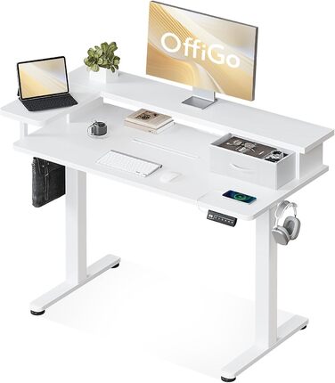 Регульований за висотою стіл OffiGo 120x60 з L-подкоркой, USB, висувна шухляда, ергономічний комп'ютерний стіл