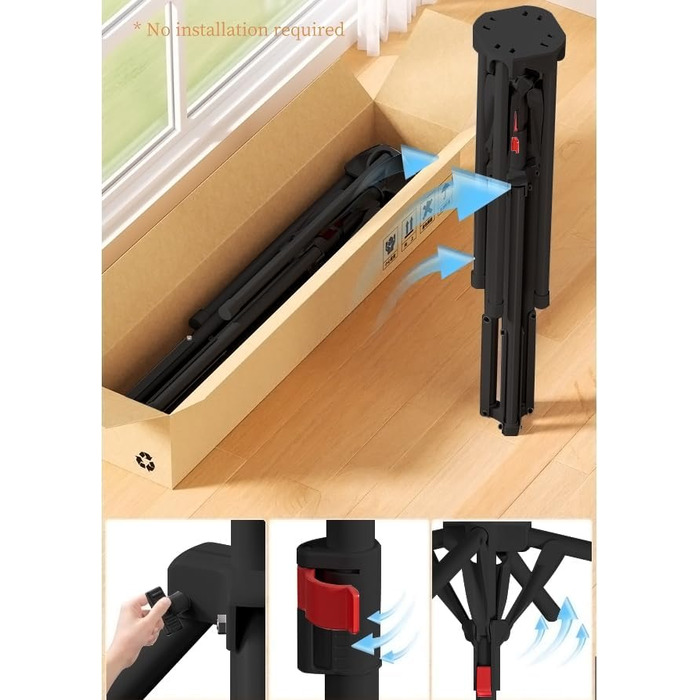 Сушарка для білизни Standtrockner Hoch Klappbar - розкладна сушарка для білизни з 4 крилами для балкона, в приміщенні та на вулиці (білий/чорний)