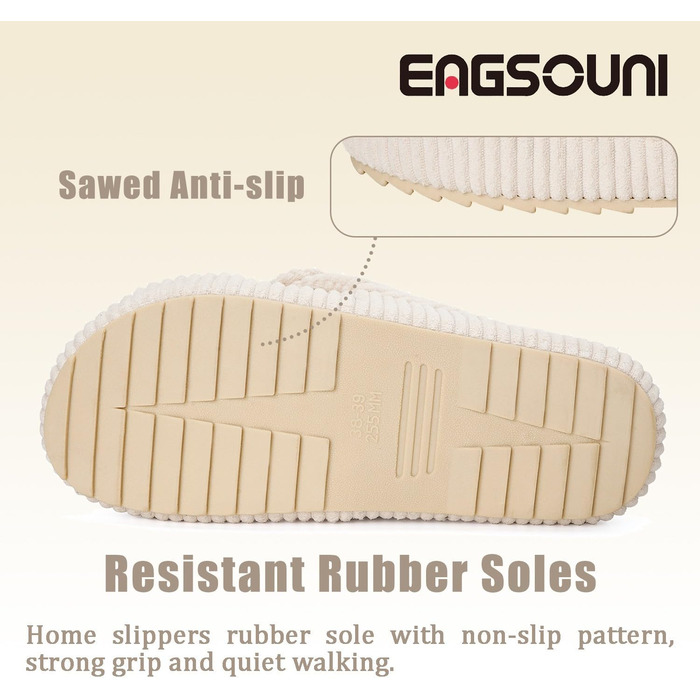 Жіночі домашні тапочки з Memory Foam, зручні, з перехресними ремінцями, антиковзні, для дому та сну, колір бежевий (37/38 EU)