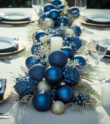 Набір ялинкових прикрас 36 шт. темно-синій, 6 см - ялинкові кулі для декорування