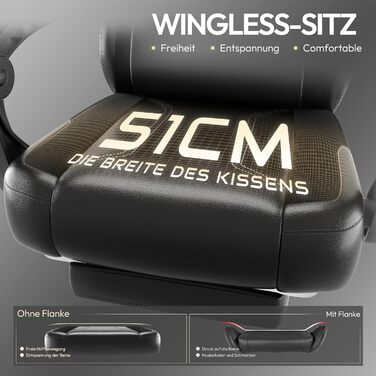 Ігровий крісло Dowinx з PU-шкіри, ергономічний, з підтримкою попереку, для ПК, жовтий, до 150 кг