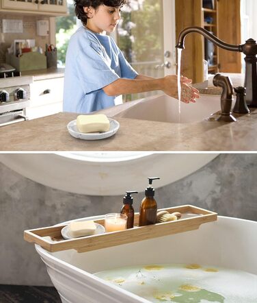 Миска для мила Luxspire з мармуру, овальна. Стійка до подряпин, елегантна мильниця для кухні, ванної кімнати та душу. Колір: кремовий