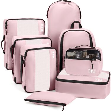 Органайзер для валізи MURISE, 8 шт. - Packing Cubes для подорожей, набір для організації речей у валізі (рожевий)