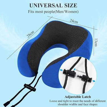 Подушка для шиї у вигляді звірка Memory Foam для подорожей на літаку/автомобілі, з чохлом, берушами та маскою для сну (Блакитна)