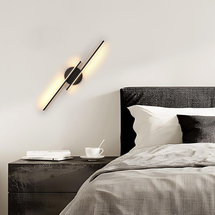 LED настінний світильник Mckalen 24W, 60см, тепле біле світло 3000K, чорний, для спальні, коридору, вітальні, сходи