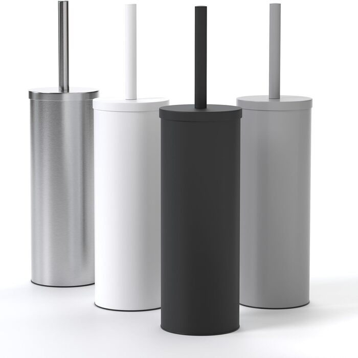 Торцева щітка для унітазу з нержавіючої сталі та силікону з дискретним тримачем - щітка для туалету з захистом від бризок, антибактеріальний тримач (чорний)