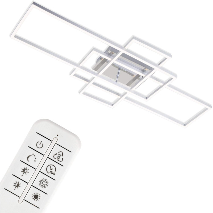 BRILONER - LED Ceiling Lamp with Remote Control, Dimmable, Adjustable from Warm White to Neutral White, Lamp, LED Ceiling Light, Living Room Lamp, Bedroom Lamp, Kitchen Lamp, 104x42x10 cm, Chrome-Aluminum