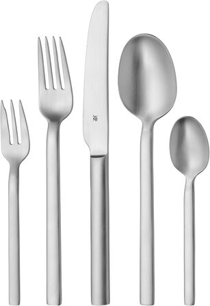 WMF Alteo Stainless Steel Cutlery Set, 6 Person, 30-Piece, Monobloc Knives, Cromargan Stainless Steel Satin Finish, Dishwasher-Safe Cutlery Set