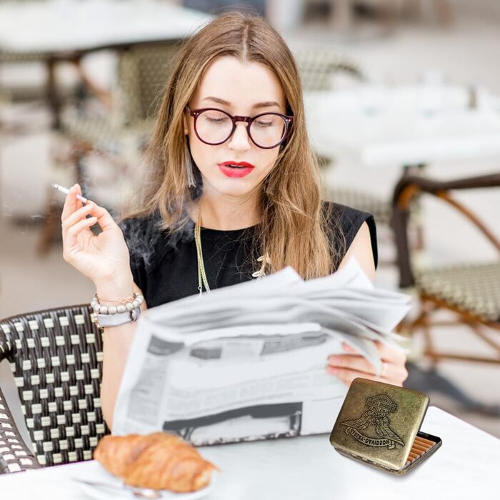 Елегантне металеве тютюнотримач для 20 сигарет, вінтажний дизайн, золотий колір