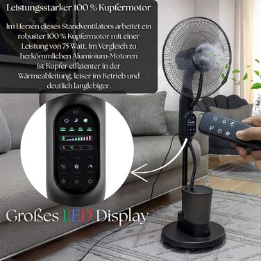 3-в-1 Вентилятор з водяним охолодженням, кліматизатор, очищувач повітря - Aircooler Tower Fan Vader Black