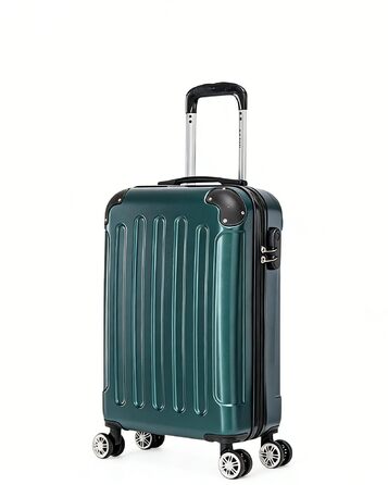 Набір валіз Boleedy 3шт, валіза на коліщатках, дорожній набір (55/66/76 см), ручна поклажа, валіза з жорстким корпусом, 360° обертання, тихі подвійні колеса, телескопічна ручка, багаж (M, вертикальна лінія, темно-зелений)