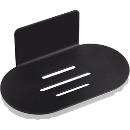 Тримач для мила на стіну без свердління HONZUEN, нержавіюча сталь, чорний. Підходить для ванної кімнати та кухні, для мила, губок, щіток.