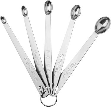 Smithcraft Measuring Cup and Spoon 16-Piece Set, 18/8 Stainless Steel, 4 Cups + 10 Spoons + 1 Leveler + 1 Equivalent, Silver