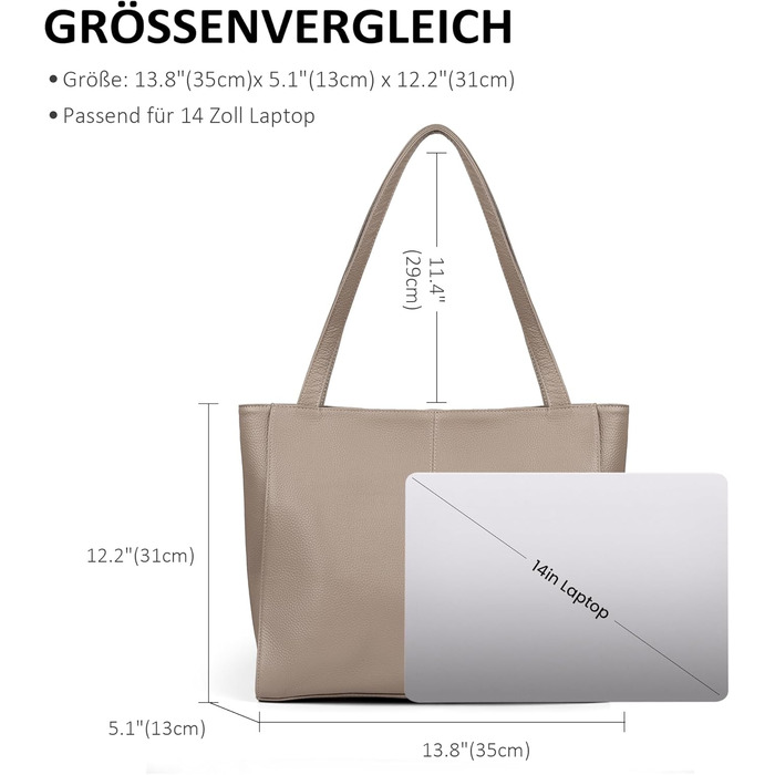 Сумка жіноча шкіряна befen Grande Shopper з відділенням для ноутбука 14