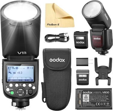 Godox V1Pro - професійний спалах для камер Fujifilm з бездротовим керуванням 2.4G, Li-ion батарея, HSS 1/8000s, 76Ws
