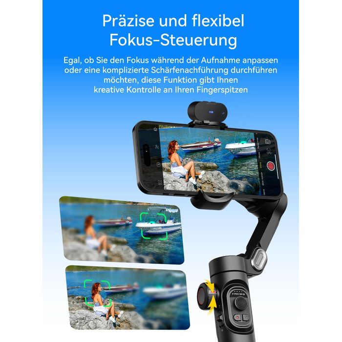 Стабілізатор для смартфона AOCHUAN з 3 осями, RGB-підсвічуванням, трекінгом обличчя та регулюванням фокусу. Підходить для iPhone/Android. Ідеально для зйомки Vlog (Smart XE AI)
