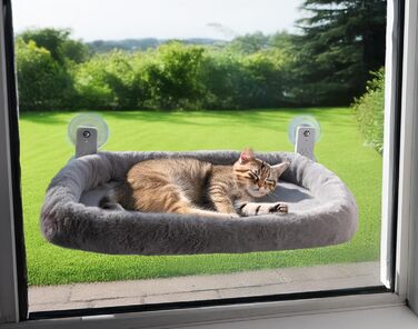 Кішка ліжко на вікно - стійке ліжко для котів з пральним подушкою | Зручна гамак для вікон до 18 кг | Економне місце для котів та аксесуари