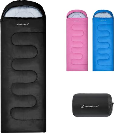 Спальний мішок Clostnature для кемпінгу та подорожей: легкий, компактний, 3 сезони, чорний (0.9 кг)