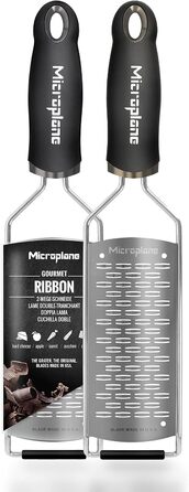 Терка кухонна Microplane Gourmet з нержавіючої сталі, чорна, для сиру, яблук, моркви, цукіні та шоколаду