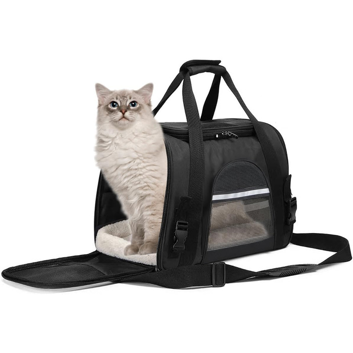 Транспортна сумка для котів та собак, чорна, до 5 кг