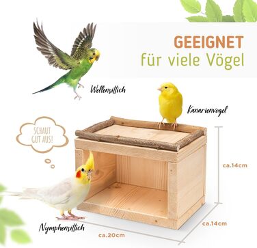 Vogelgaleria® Sweet Birdhouse, Wooden Sleep House for Bird Cages or Aviaries | Loved as a Sleeping Place and Shelter for Budgies, Cockatiels, and Lovebirds | Bird Cage Accessories Birdhouse