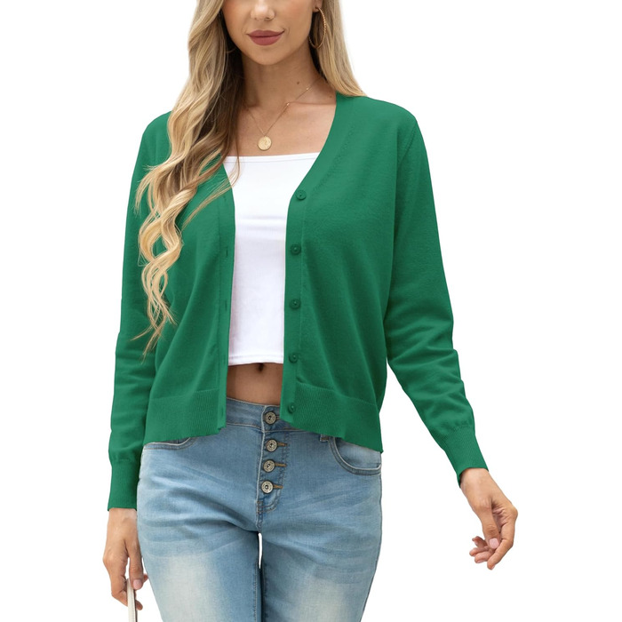 Кардиган жіночий Grecerelle, в'язаний, елегантний, темно-зелений (S)