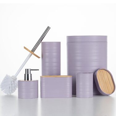 Набір аксесуарів для ванної кімнати Fun Memories, 6 предметів: дозатор для мила та тримач для зубних щіток, пластиковий, Modern Violet