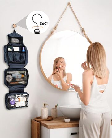 Сумка для туалетних аксесуарів на гачок, велика дорожня сумка-органайзер для жінок та чоловіків, 4-в-1 водонепроникна, армійний зелений (темно-синій)