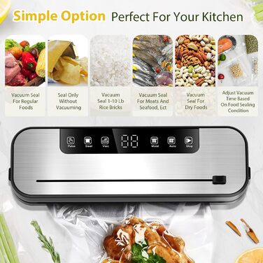 Вакуумний апарат Automatik 6-в-1 для продуктів харчування, з 50 пакетами, цифровий таймер, для сухих та вологих продуктів